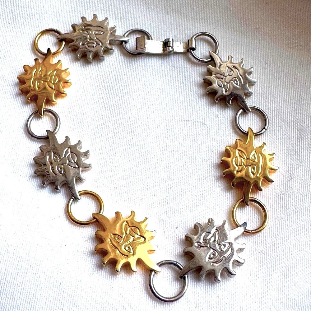 ☀️✨ 925 Sterling Silver Sunburst Bracelet | Celestial Two-Tone Luxury ✨☀️
